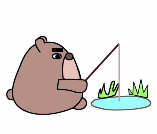 PS钢笔工具怎么绘制一个小熊钓鱼的图案?