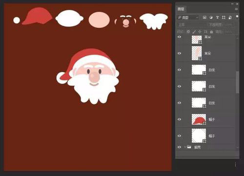 ps创意制作圣诞节背着满满礼物的圣诞老人图标教程